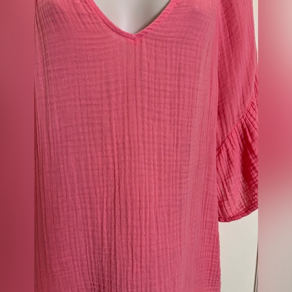 Michael Stars Coral Soft Gauze Blouse with Ruffle Sleeves - Picture 9 of 14